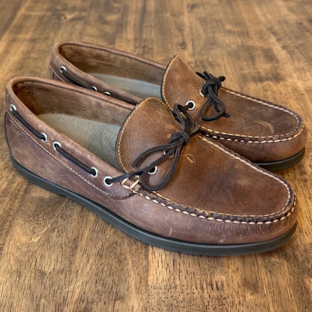 L.L.Bean Men’s Handsewn Moccasins Camp Moc Full Grain Leather Loafer Cactus Sz 9